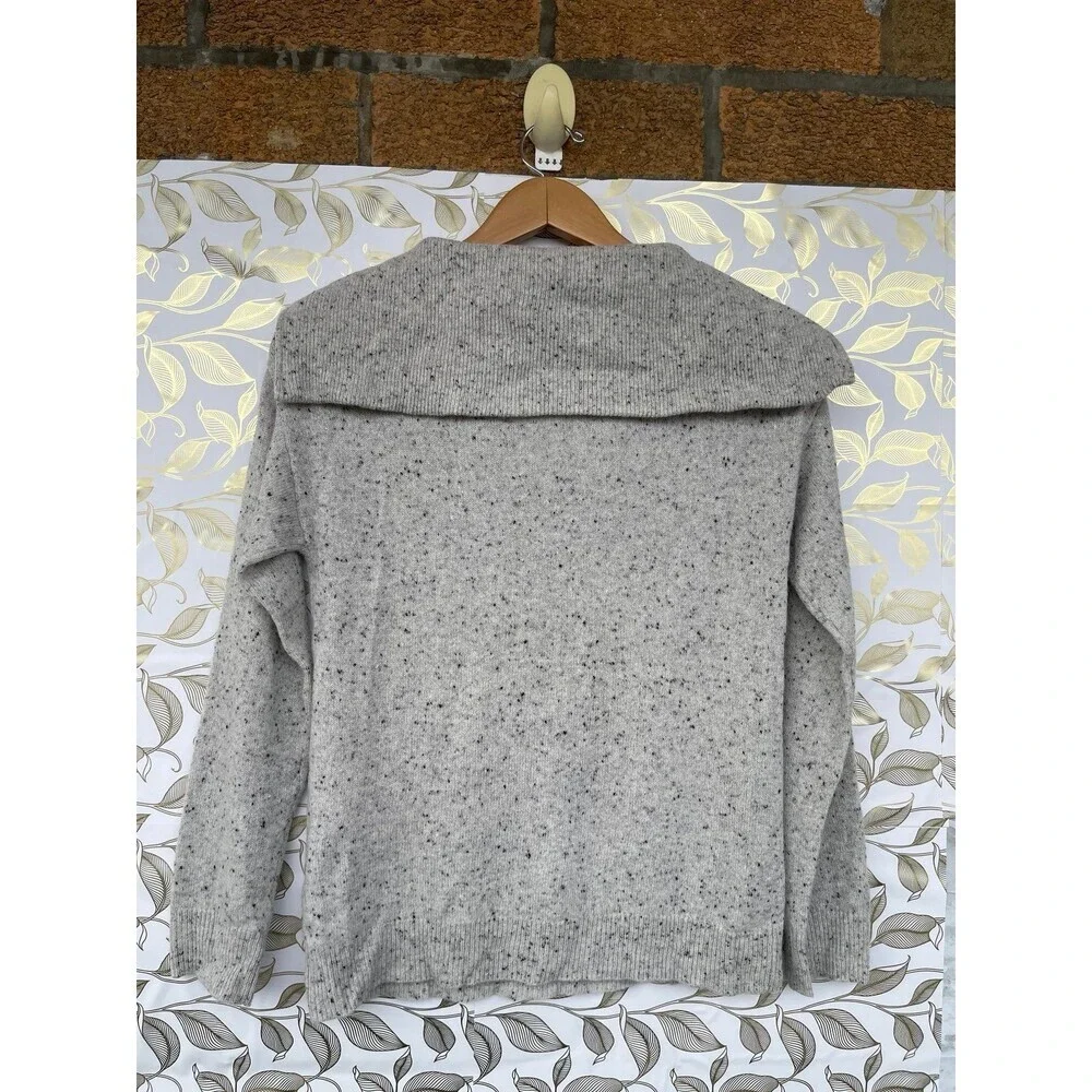BRODIE 100% Cashmere Donegal Speckled Sweater | Light Academia Half Zip XS